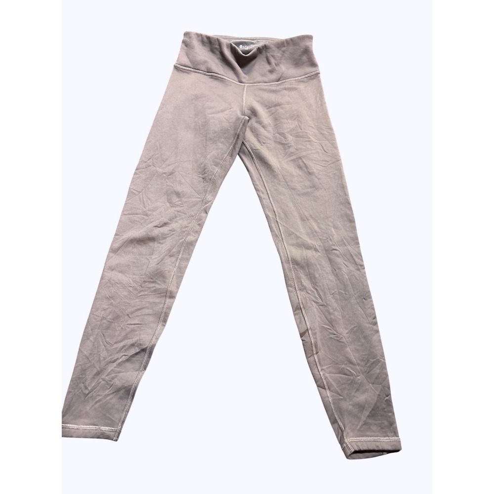 Athleta Womens XS Fleece Lined Leggings Gray Taupe Thermal Activewear Tights